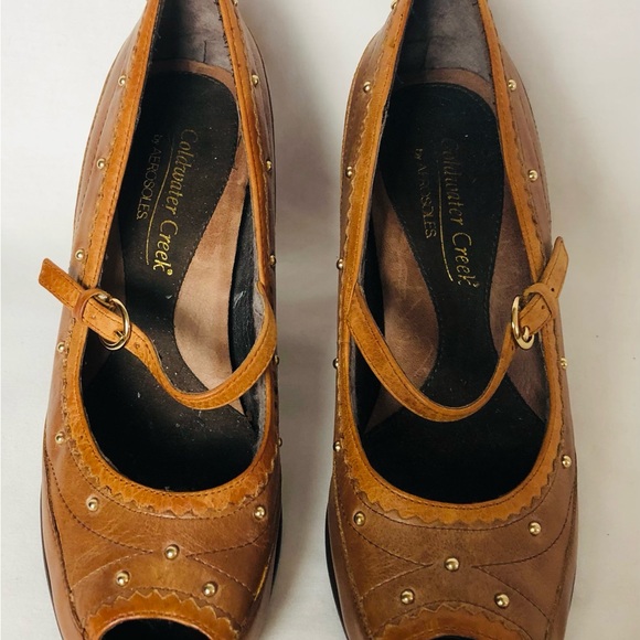 COLDWATER Creek Women’s High Heels Aerosoles Sz 6M Brown Leather Peep Toe S03 - Picture 3 of 13